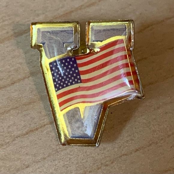 Flag Pin Brooch Letter “V” Initial -Red,White and Blue-Patriotic-4th of July - Picture 1 of 5